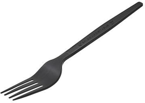 MAQA 50 pcs Fourchettes en plastique noir réutilisables, Fourchette compostable 16 cm, Ensemble de couverts fourchette bio noir - Nail Gallerys