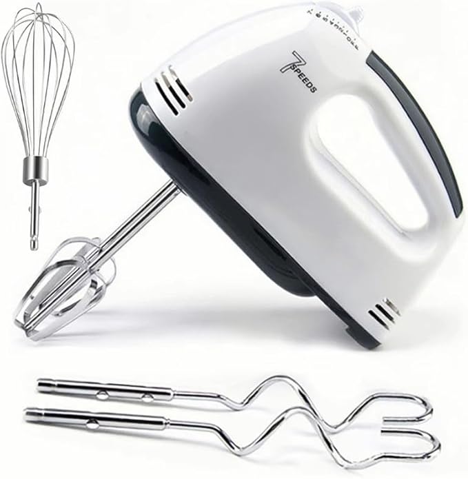 Leaflai Mixeur à Main 7 Vitesses 180W - Batteur Électrique Avec 2 Fouets, 2 Crochets à Pétrir en Acier Inoxydable - Pour Pâte, Viande, Bouillie d'Oeufs - Nail Gallerys