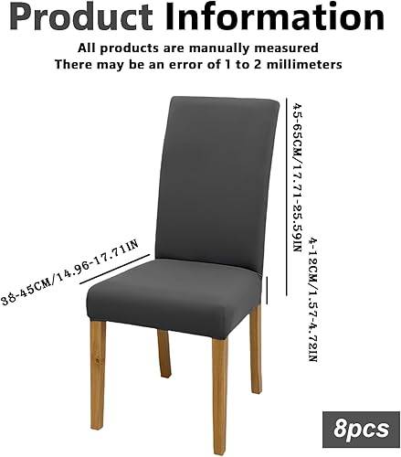 Housse de Chaise Extensible, 8 Pièces Housses de Chaise de Salle à Manger, Housse Chaise Extensible, Couverture de Chaise Facile à Nettoyer pour Décor Salle à Manger Hôtel Restaurant (Anthracite) - Nail Gallerys