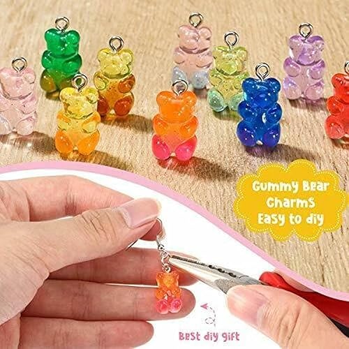 50 Pièces Pendentifs Ours en Résine, colorée Pendentifs Ours en Résine Charms d’Ours Porte-clés en Résine Dégradé Ours Gommeux Charmes Ours, pour Création de Bijoux et Artisanat DIY, 10 couleurs - Nail Gallerys