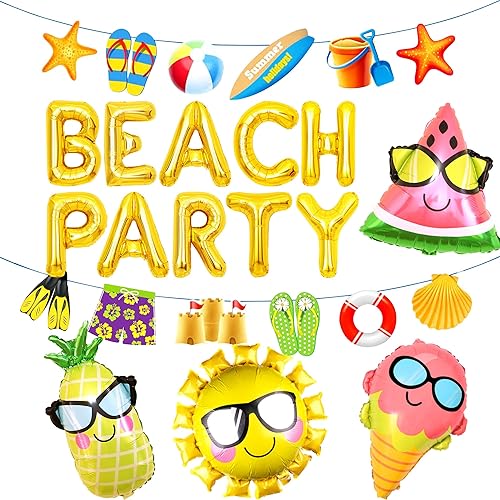 décoration de fête de plage soleil d'été ballons de plage bannière de fond de fête de plage pour luau hawaii beach pool party - Nail Gallerys