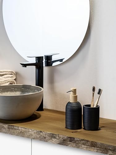 Gobelet à Dents Mod. Altavalle Porte-Brosse élégant en polyrésine Noir pour décoration de Salle de Bains Design Moderne Ø 8 cm Hauteur 10,5 cm - Nail Gallerys