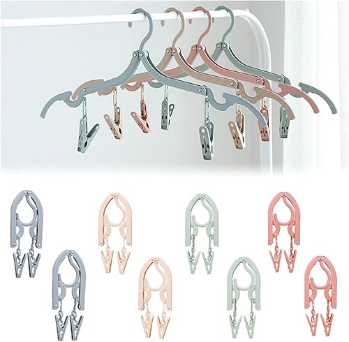 8pcs Cintres Pliables Cintres Voyage Cintres Portables Cintres Antidérapant pour Camping Maison Hôtel Voyage avec Pince - Nail Gallerys