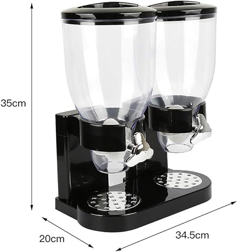 MOMM Double Distributeur de Céréales, Distributeur de Céréales Duo, Distributeurs de Céréales - Cornflakes Dispenser - Contenants de Céréales - Avec 2 contenants - Petit-déjeuner (Noir) - Nail Gallerys