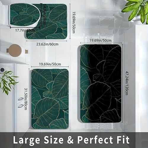 Lot de 4 tapis de bain en velours éponge - Motif feuilles - Nail Gallerys