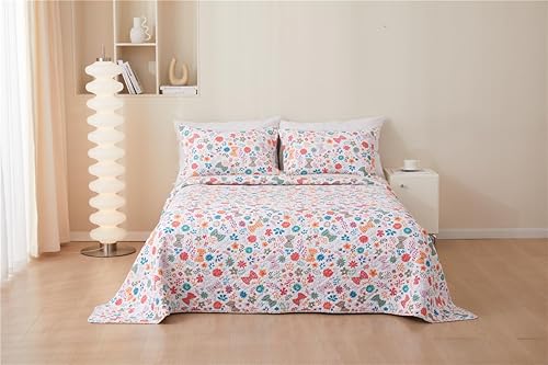 Chickwin Boutis Couvre-lit Matelassé en Coton 1 Personne, Luxueux Fleurs Réversible Dessus de Lit Édredon avec 2 Taies d'oreiller, Couverture Courtepointe (150x200cm,Ananas) - Nail Gallerys