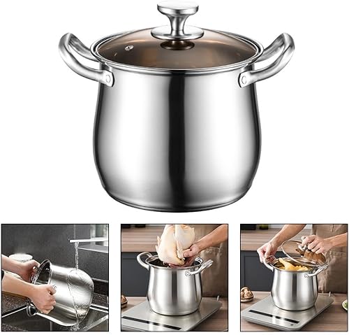 Casserole à soupe en acier inoxydable 304 avec couvercle en verre trempé, parfaite pour la cuisson à la vapeur - Nail Gallerys