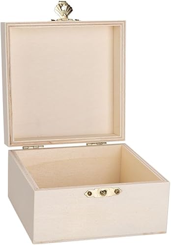 Ideen mit Herz | Lot de 5 boîtes en bois | Carrées | Caisses en bois avec couvercle et fermeture en métal | Différentes tailles - Nail Gallerys