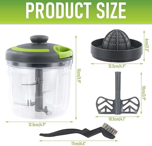 Culinavog Hachoir Manuel, Hachoir à oignon, Hachoir à oignon Manuel avec 3 Lames en Acier Inoxydable, Hachoir Multifonction pour Couper Les légumes, Les Fruit, Les oignon, l'ail, Les Noix, Les tomates - Nail Gallerys