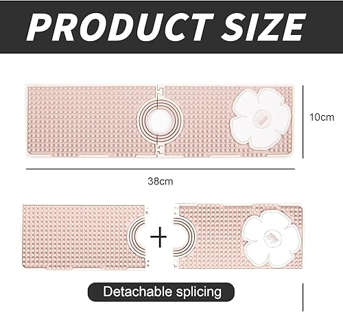 Tapis Egouttoir, Tapis de Robinet en Silicone, Tapis Evier Cuisine pour Eclaboussure, Drainage, Séchage et Protection évier, Tapis Vaisselle Rose, Tapis Egouttoir Vaisselle Absorbant, 38 * 10 * 0.8cm - Nail Gallerys