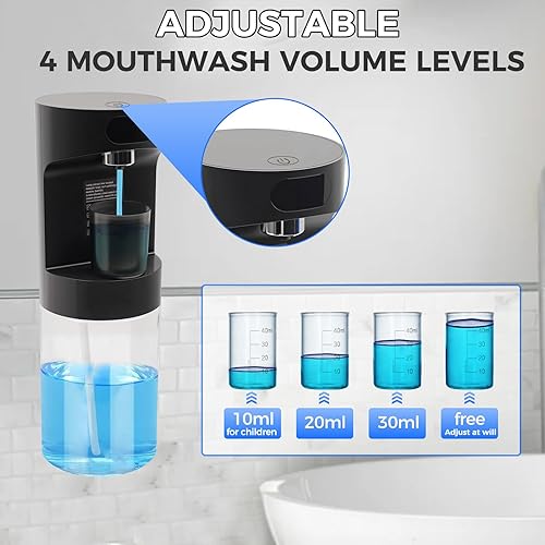 Longzhuo Distributeur Automatique de Bain de Bouche sans Contact – Fixation Murale/Plan de Toilette, 600mL, USB-C Rechargeable (S15，Noir) - Nail Gallerys