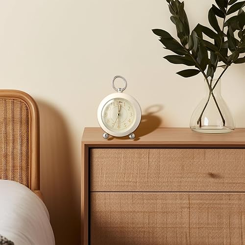 Carpango Réveil analogique vintage élégant sans tic-tac avec veilleuse, horloge de chevet, horloge silencieuse, décoration de bureau, chambre à coucher (rose) - Nail Gallerys