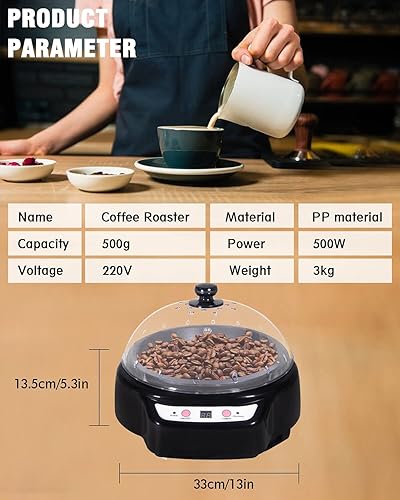 YUCHENGTECH Torréfacteur Cafe 500g Torréfacteur de Grain de Café 0-60min Machine à Torréfier le Café Température Constante de 240℃ Torréfacteur de Café 500W - Nail Gallerys