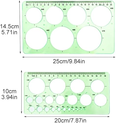 Faderr Lot de 2 pochoirs à dessin, gabarit rond rond multifonction en plastique pour dessin, traceur de cercle, étude, design, bureau (taille : 2 pièces), Voir image - Nail Gallerys