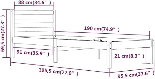 Générique Cadre de lit Bois de pin Massif 90x190 cm Simple,Meubles,Lits & Accessoires,Lits & Cadres de lit,Brun,32.63 LB,810395 - Nail Gallerys
