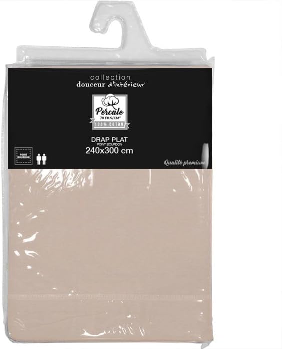 Drap Plat Percaline 240x300cm Naturel - Nail Gallerys