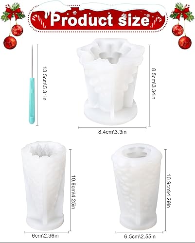 Lot de 3 Moules à bougies de Noël, Moules à Bougies en Forme de Sapin de Noël, 3D Moule Bougie Silicone, Moule Bougie Sapin, Moule à Bougie Aromatique Bricolage, pour Bougies Parfumées, Savon - Nail Gallerys