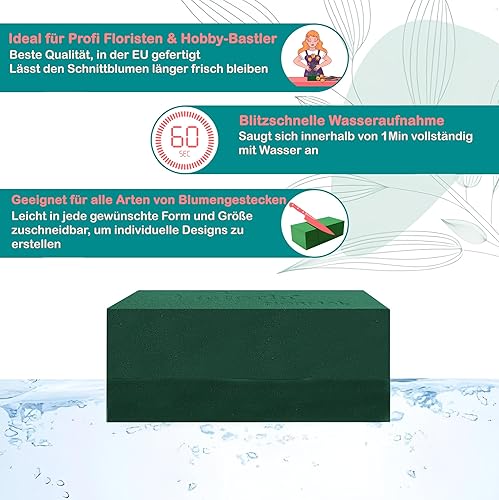 Creativery 1 pièce de mousse à fleurs humide, en forme de cœur, 30 x 26 x 6 cm, ouverte, pour fleuristes professionnels et amateurs, fleurs fraîches, fleurs fraîches, couronne de cœur, accessoires - Nail Gallerys