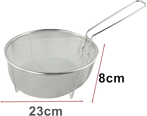 Panier à friteuse rond en acier inoxydable avec poignée amovible (23 x 23 cm) - Nail Gallerys