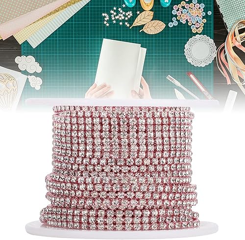 Tissting 10 Mètres Chaîne de Strass Cristals, Strass de Couleur Claire Garniture de Chaîne Rouleau de Ruban Brillant Décoration pour Mariage Fabrication Bijoux de Vêtements(white diamonds on gold) - Nail Gallerys