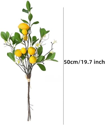 Xshelley Lot de 2 bouquets de branches de citron artificielles, 8 tiges de citron, faux citrons avec tige de citron, pour chambre, cuisine, bureau, extérieur et décoration de ferme - Nail Gallerys
