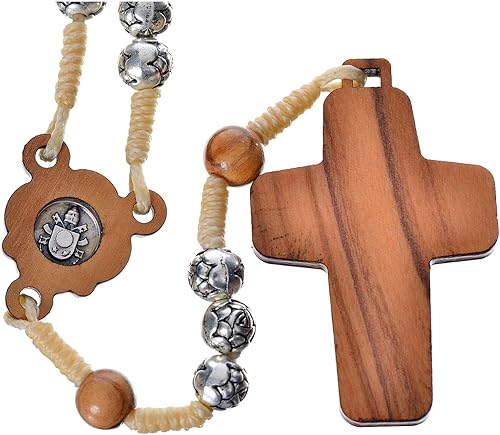 Holyart Chapelet en Bois Naturel et métal Pape François - Nail Gallerys