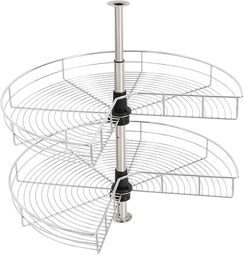 czyuRachel Karrousel - Armoire d'angle de cuisine - Panier rotatif à 270° - Double couche - Hauteur réglable (54,4 à 77 cm) - Armoire d'angle aveugle - Carrousel d'armoire pour cuisine - Nail Gallerys