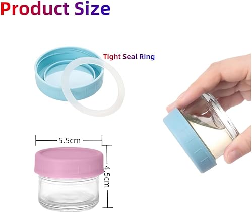 MEETOZ Lot de 6 petits récipients à vinaigrette en verre avec couvercle réutilisable pour aliments, épices, fruits, sauces, céréales, collations (50 ml) - Nail Gallerys