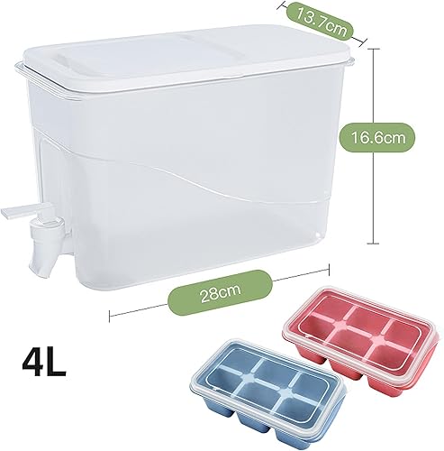 Distributeur de boisson, avec robinet de 4 l, bouilloire froide avec robinet, bac à glaçons, distributeur d'eau pour réfrigérateur avec robinet, distributeur d'eau pour réfrigérateur - Nail Gallerys