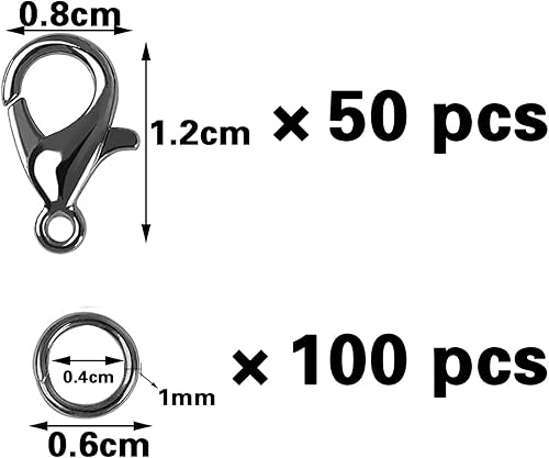 DOANTE 50 Pièces Pince de Homard Fermoir, et 100 Pièces d'Anneaux de Saut Ouverts, Fermoir Bracelet à Double Ouverture, connecteur d'extension Ouverture, pour DIY Bracelets - Nail Gallerys