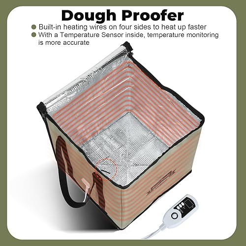 Banneton Panier Boîte avec Chauffage, Étuve de Pâte Contrôle de la Température Pliable Visuel Banneton pour Pain et Pâte, Yogurt, Natto Fermentation Baskets - Nail Gallerys