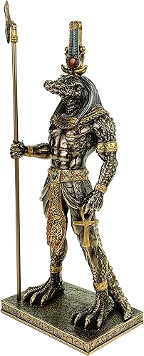 Véronese - Figurine Sobek, dieu égyptien du Nil - 29 cm - Pharaon d’Égypte bronzé - Nail Gallerys