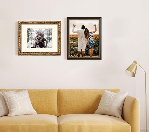 Eitida cadre photo orné rustique 20x25 cm, passe-partout pour photos 13x18 cm, protection en verre véritable, présentation sur table ou au mur - Nail Gallerys