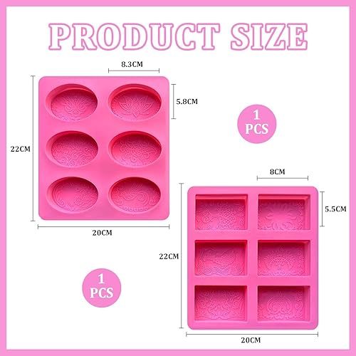 HDGSAFD 1 Moule Carré De 6 Pièces Et 1 Moule Ovale De 6 Pièces, Moule À Savon, Moule en Silicone À Motifs, Moule À Gâteau - Nail Gallerys