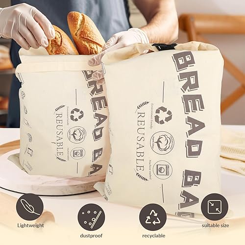 Lot de 2 sacs à pain - Sacs de congélation réutilisables en coton pur et TPU de qualité alimentaire - Grands sacs à pain résistants au congélateur pour pain fait maison - 42 x 32 cm - Nail Gallerys