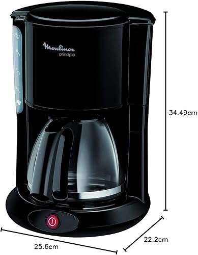 Moulinex Cafetières Filtre Principio Noir 10/15 Tasses Machine à Café Cafetière Électrique Antigoutte Porte-Filtre Pivotant auto Off 30 Minutes Fg260811, 1,25L - Nail Gallerys