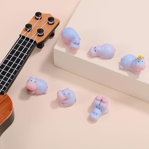 Lyreh 6pcs Mini Hippopotame, 6 Tailles Différentes Tableau Bord Voiture Miniatures Hippopotame en résine Décorations Petits Jouets Décoratifs Amusants Décorations Pratiques pour Salon Bureau - Nail Gallerys
