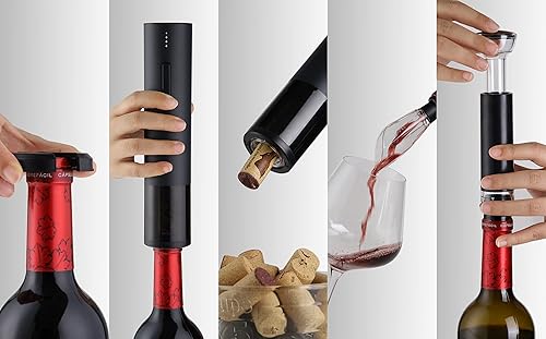 Aygo Tire bouchon electrique, ouvre bouteille electrique rechargeable 8 en 1, Cadeau Fete des Peres, avec coupe-capsule, aérateur de vin, pompe à vide, 2 bouchons, Cadeau ldéal pour amateurs de Vin. - Nail Gallerys