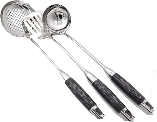 Abcsea 1 Pièce Spatules Cuisine Inox, Ustensiles de Cuisine Inox, Cuillère Trouée Cuisine, avec Poignée Noire - Nail Gallerys