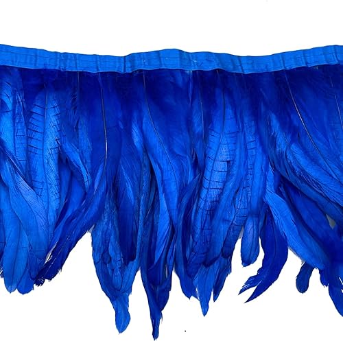 Sowder Frange en plumes de coq - 20,3 à 25,4 cm de large - Pour bricolage, couture, artisanat, décoration - Lot de 0,9 m (Bleu roi) - Nail Gallerys