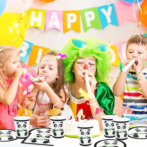 Ensemble de vaisselle de fête panda - Décoration de fête d'anniversaire - Thème panda - Décoration de vaisselle pour anniversaire d'enfant - Assiettes, tasses, serviettes, serviettes de table - Nail Gallerys