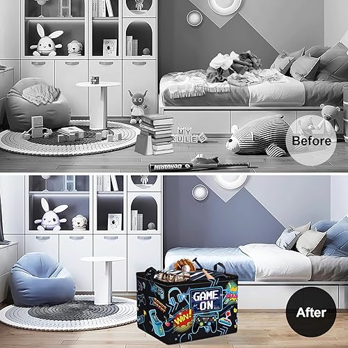 Clastyle Panier Rangement Bébé Manette de Jeu Corbeille à Linge Sale Garçon Fille pour Vêtement Boite de Rangement Jouet pour Salle de Bain Chambre à Coucher,Noir,36 * 45 cm - Nail Gallerys