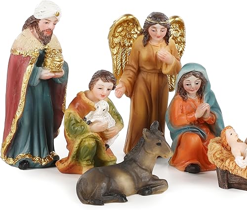 Nordstern Crèche de Noël 11 figurines de crèche – Riche en détail dans un design classique avec Sainte Famille, Trois rois, anges et berger - Nail Gallerys