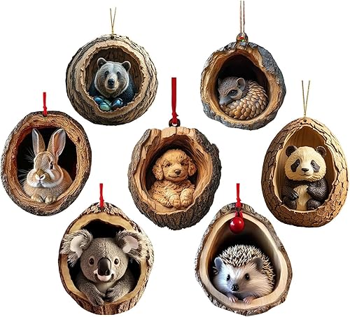 Ornement De Noël en Forme d'Animal, Décoration d'Animaux De La Forêt, Animaux Mignons 2D en Acrylique pour Sapin, Ornements d'Animaux Sauvages - Nail Gallerys
