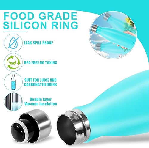 Gourde Isotherme 500ml, Gourde Isotherme Réutilisable en Acier INOX,Gourde isotherme étanche sans BPA, Double Paroi Isolée sous Vide, Maintien Chaud de 12 Heures & du Froid Jusqu’à 24 Heures (Bleu) - Nail Gallerys