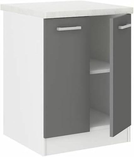 ULTRA Meuble bas de cuisine 60 cm avec plan de travail inclus - Gris - Nail Gallerys