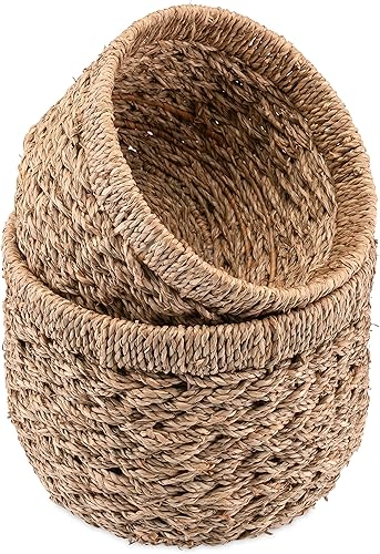 Decorasian Panier de rangement, rond, tissé en jonc de mer, durable - Nail Gallerys