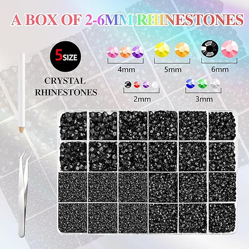 NACHLYNN Lot de 35 700 strass en résine rose vif ronds à dos plat avec pince à épiler stylo 2 à 6 mm pour ongles, loisirs créatifs, gobelets, tasses et vêtements - Nail Gallerys