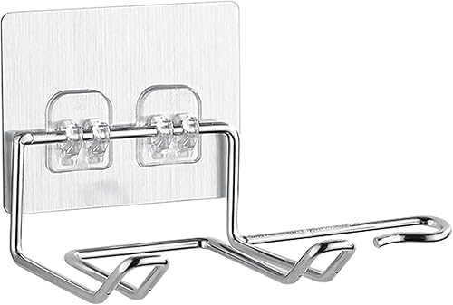 MultiValue Support Seche Cheveux, Acier Inoxydable Porte Seche Cheveux Mural avec Autocollant Porte Seche Cheveux sans Percage avec Prise Placement pour Chambre à Coucher Salle de Bain - Nail Gallerys