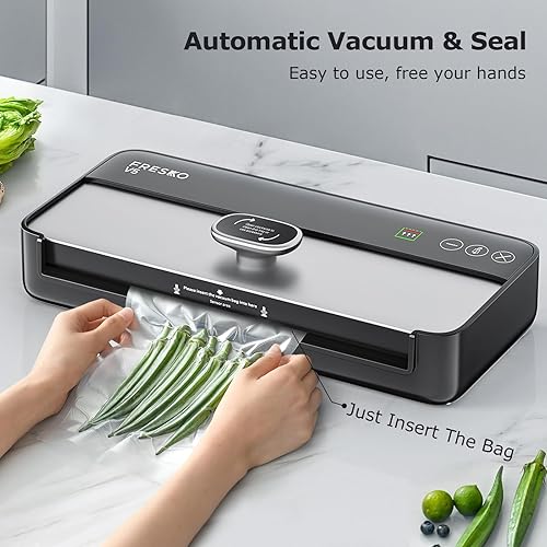 Fresko Automatique Machine/Appareils de Mise Sous Vide Humides et Secs, Sous Videuse Alimentaire avec LED Intelligente et 10 Sacs Vide (V5) - Nail Gallerys